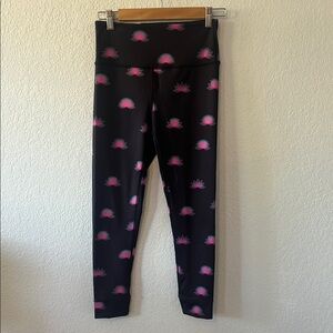 FP Movement Black and Pink Lotus print Leggings